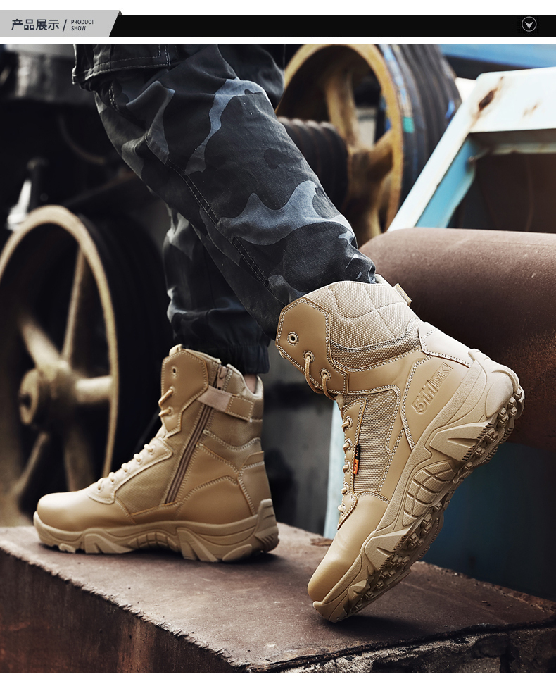 Leather Combat Man Tactical Boots Waterproof Field Training Safety ShoesHigh Cut Breathable Boots Men Shoes