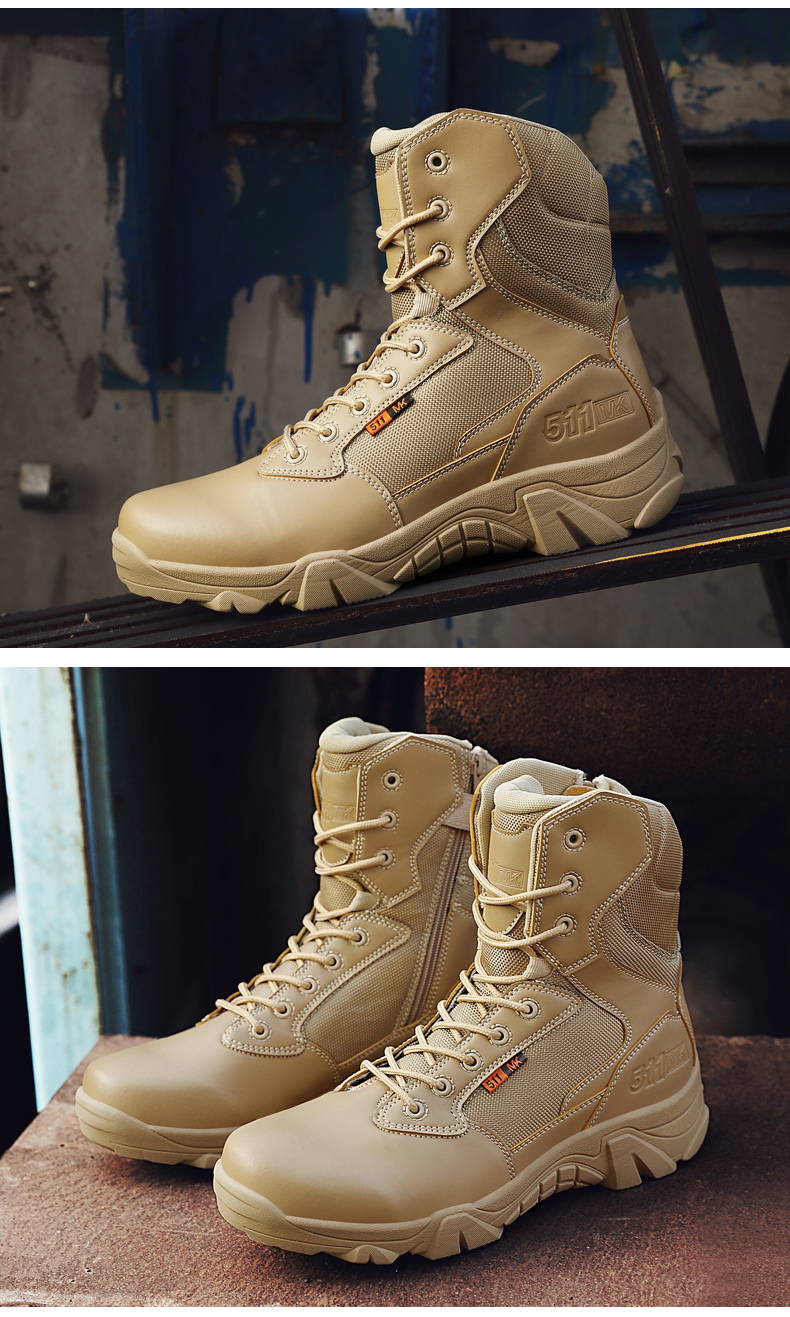 Leather Combat Man Tactical Boots Waterproof Field Training Safety ShoesHigh Cut Breathable Boots Men Shoes