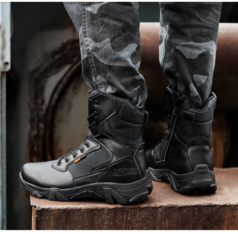 Leather Combat Man Tactical Boots Waterproof Field Training Safety ShoesHigh Cut Breathable Boots Men Shoes