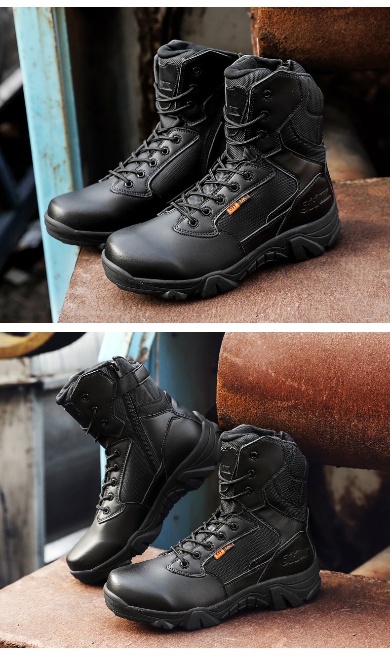 Leather Combat Man Tactical Boots Waterproof Field Training Safety ShoesHigh Cut Breathable Boots Men Shoes