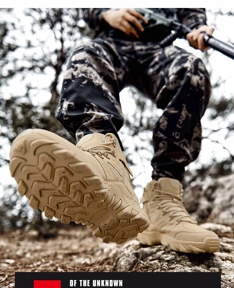 Men Boots Outdoor Combat Ankle Boot Tactical Boots for Man Anti-Slip Motocycle Boots Climbing Hiking Shoes Size 39-46