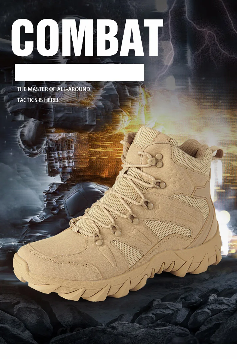 Men Boots Outdoor Combat Ankle Boot Tactical Boots for Man Anti-Slip Motocycle Boots Climbing Hiking Shoes Size 39-46