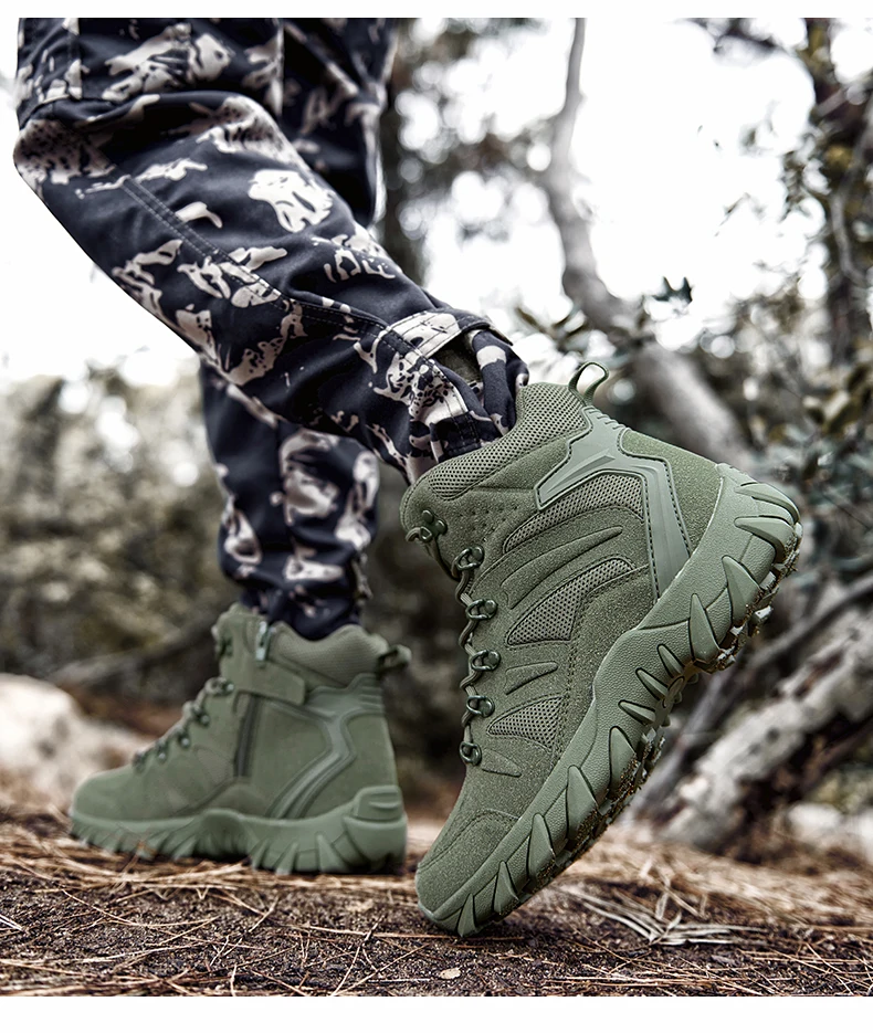 Men Boots Outdoor Combat Ankle Boot Tactical Boots for Man Anti-Slip Motocycle Boots Climbing Hiking Shoes Size 39-46