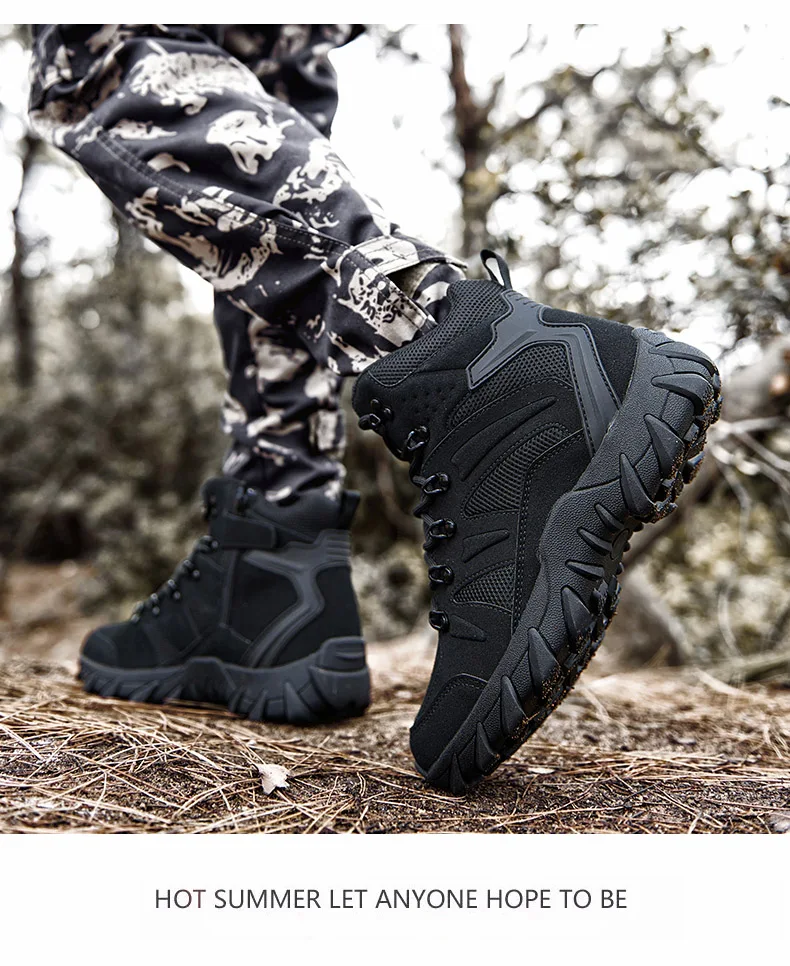 Men Boots Outdoor Combat Ankle Boot Tactical Boots for Man Anti-Slip Motocycle Boots Climbing Hiking Shoes Size 39-46