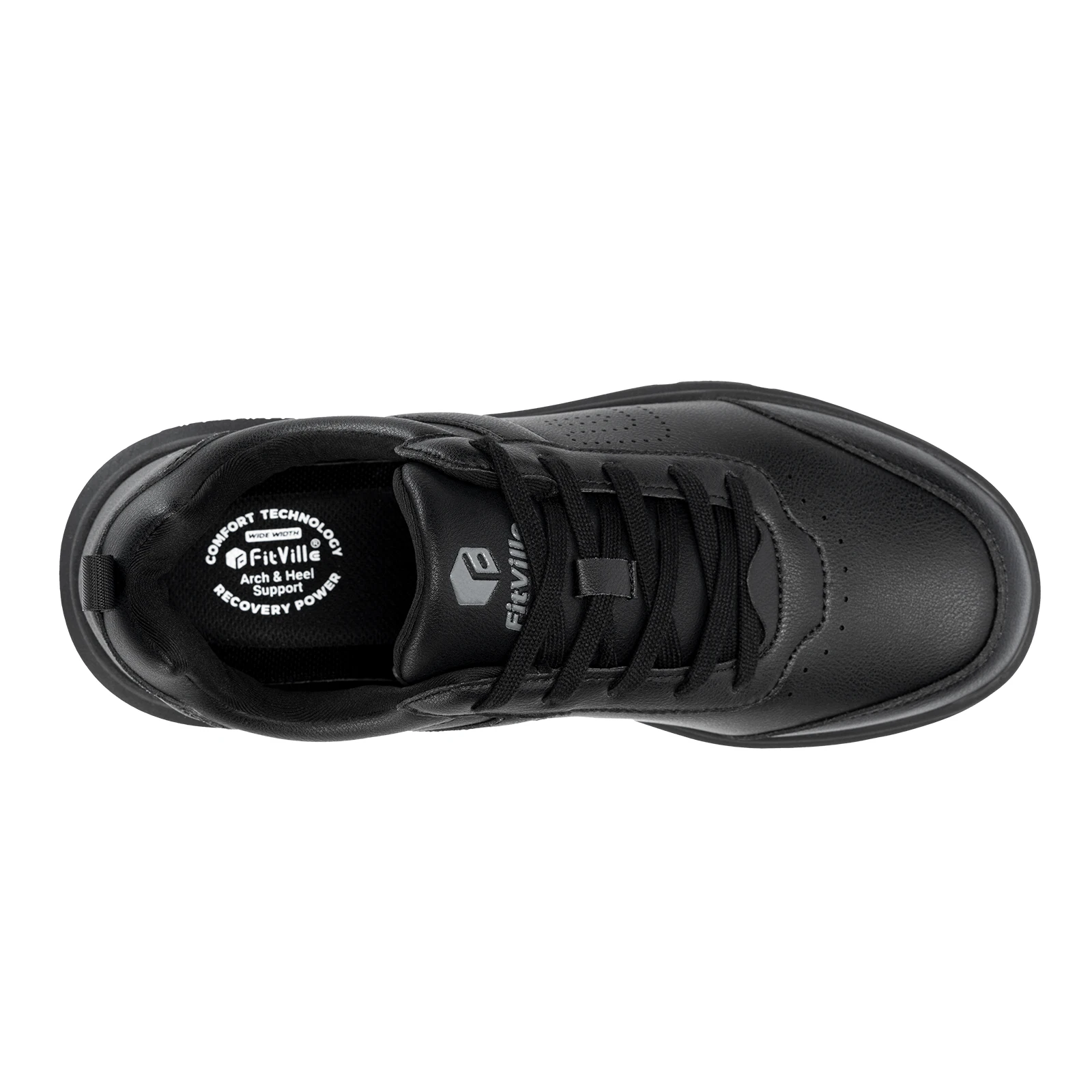 FitVille Men's Casual Leather Shoes Wide Width Walking Shoes Outdoor Lightweight for Swollen Feet Relieve Foot Pain