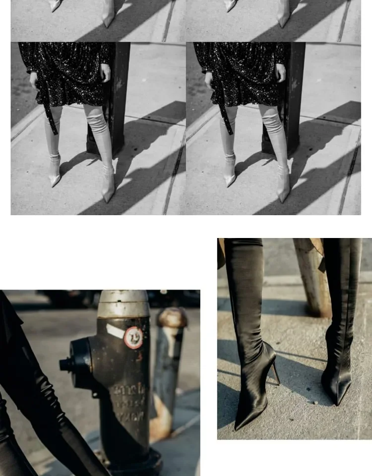 Eilyken Black Thigh High Women Boots Over The Knee Elastic Stretch Sexy Nightclub Shoes Long Zapatillas Mujer