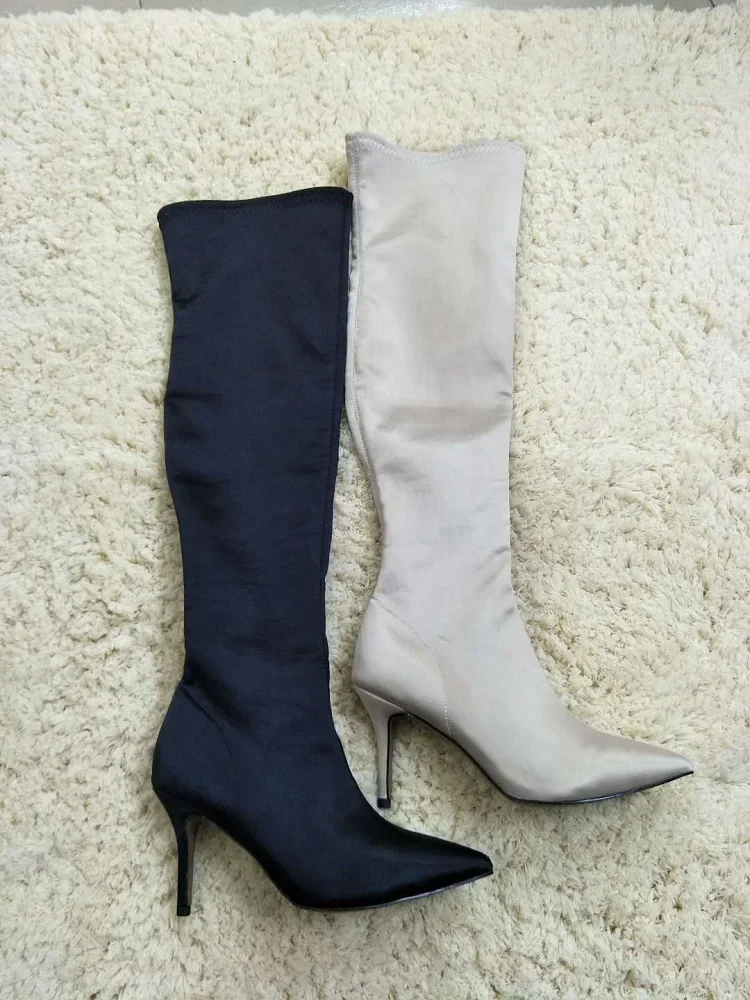 Eilyken Black Thigh High Women Boots Over The Knee Elastic Stretch Sexy Nightclub Shoes Long Zapatillas Mujer