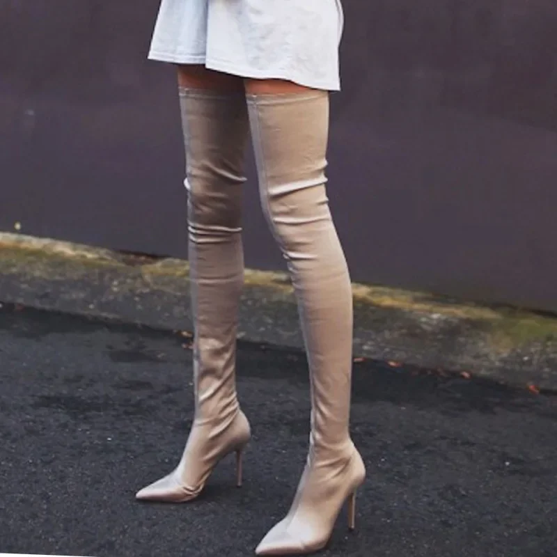 Eilyken Black Thigh High Women Boots Over The Knee Elastic Stretch Sexy Nightclub Shoes Long Zapatillas Mujer