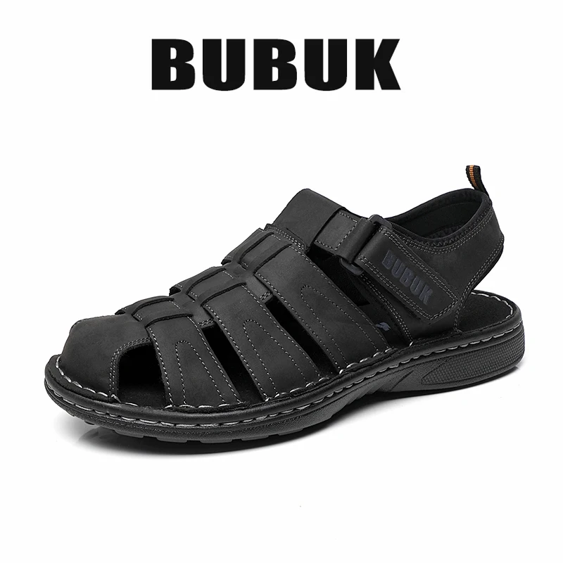Bubuk Men's Sports Sandals Made of Top-Grain Leather, Open-Toe Outdoor Non-Slip Casual Shoes, Fashionable Outdoor Beach Shoes, Lightweight and Comfortable, Suitable for Both Men and Women, Ideal for Outdoor Hiking, Travel, and Work