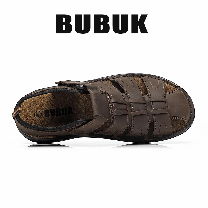 Bubuk Men's Sports Sandals Made of Top-Grain Leather, Open-Toe Outdoor Non-Slip Casual Shoes, Fashionable Outdoor Beach Shoes, Lightweight and Comfortable, Suitable for Both Men and Women, Ideal for Outdoor Hiking, Travel, and Work