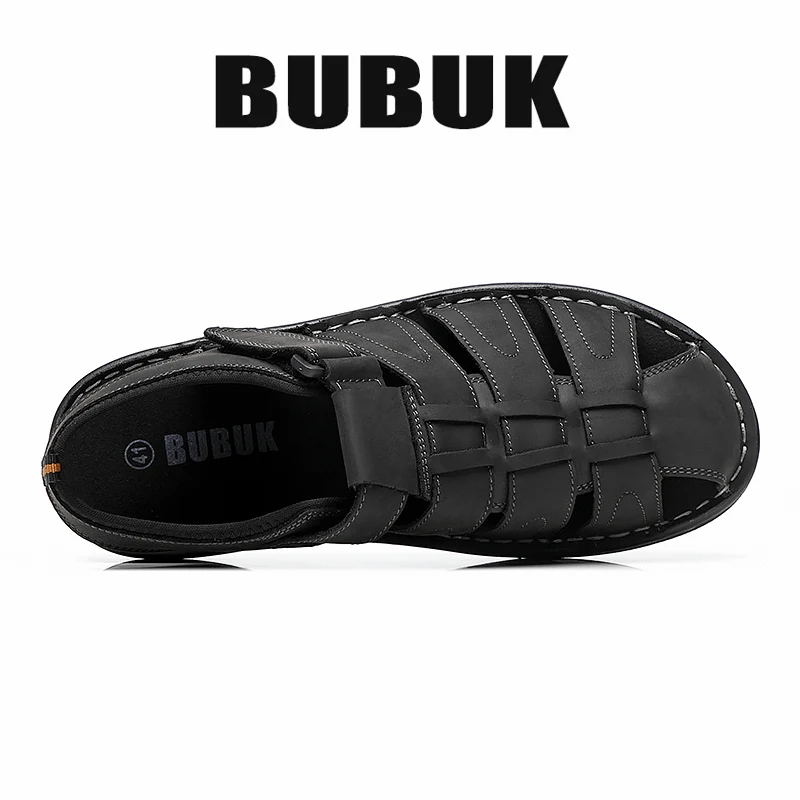 Bubuk Men's Sports Sandals Made of Top-Grain Leather, Open-Toe Outdoor Non-Slip Casual Shoes, Fashionable Outdoor Beach Shoes, Lightweight and Comfortable, Suitable for Both Men and Women, Ideal for Outdoor Hiking, Travel, and Work
