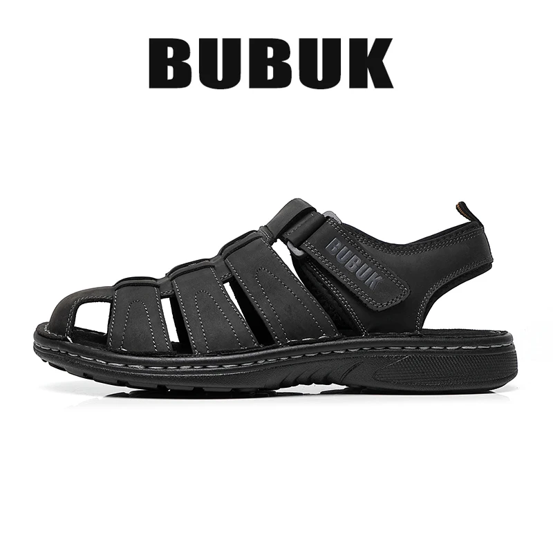 Bubuk Men's Sports Sandals Made of Top-Grain Leather, Open-Toe Outdoor Non-Slip Casual Shoes, Fashionable Outdoor Beach Shoes, Lightweight and Comfortable, Suitable for Both Men and Women, Ideal for Outdoor Hiking, Travel, and Work