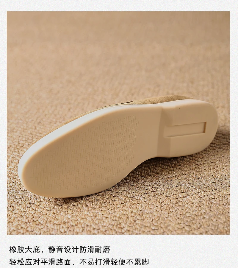 Premium Women's Top Grain Suede Leather Penny Loafers, Slip On Non-Slip Flat Driving Shoes with Metal Buckle Detail for Business