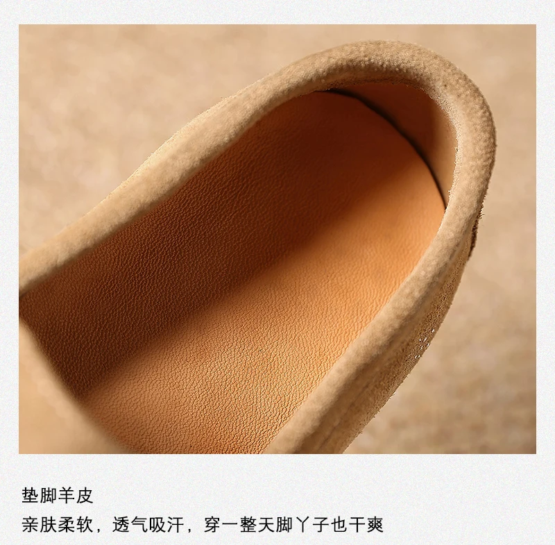 Premium Women's Top Grain Suede Leather Penny Loafers, Slip On Non-Slip Flat Driving Shoes with Metal Buckle Detail for Business