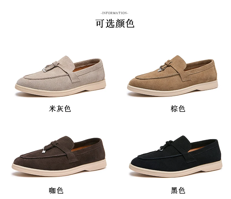 Premium Women's Top Grain Suede Leather Penny Loafers, Slip On Non-Slip Flat Driving Shoes with Metal Buckle Detail for Business