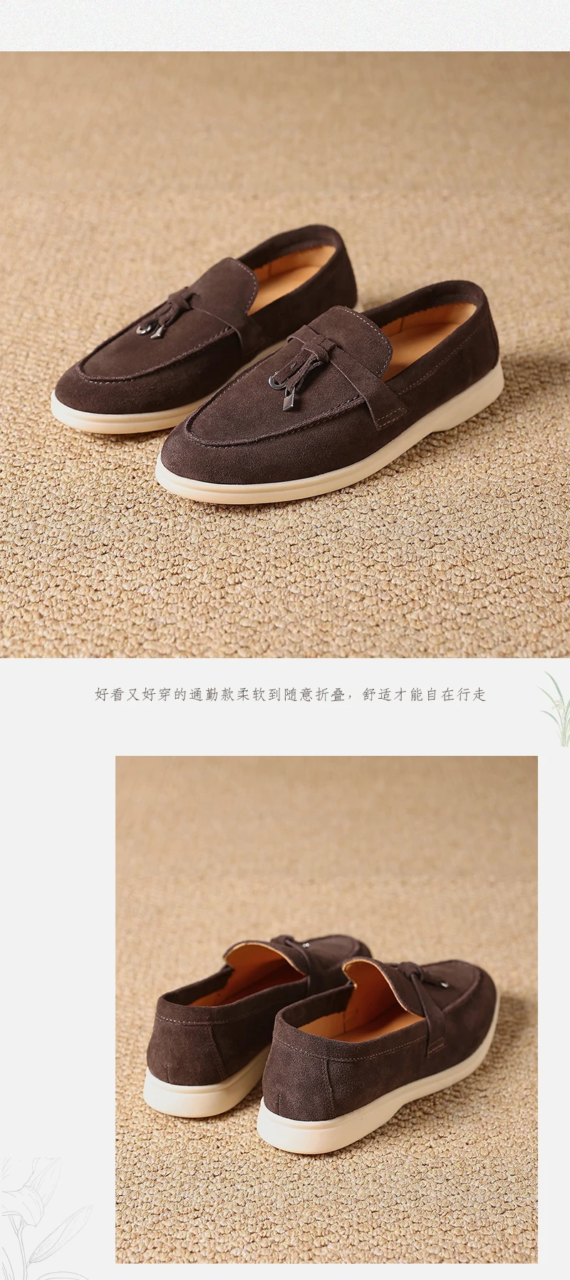 Premium Women's Top Grain Suede Leather Penny Loafers, Slip On Non-Slip Flat Driving Shoes with Metal Buckle Detail for Business