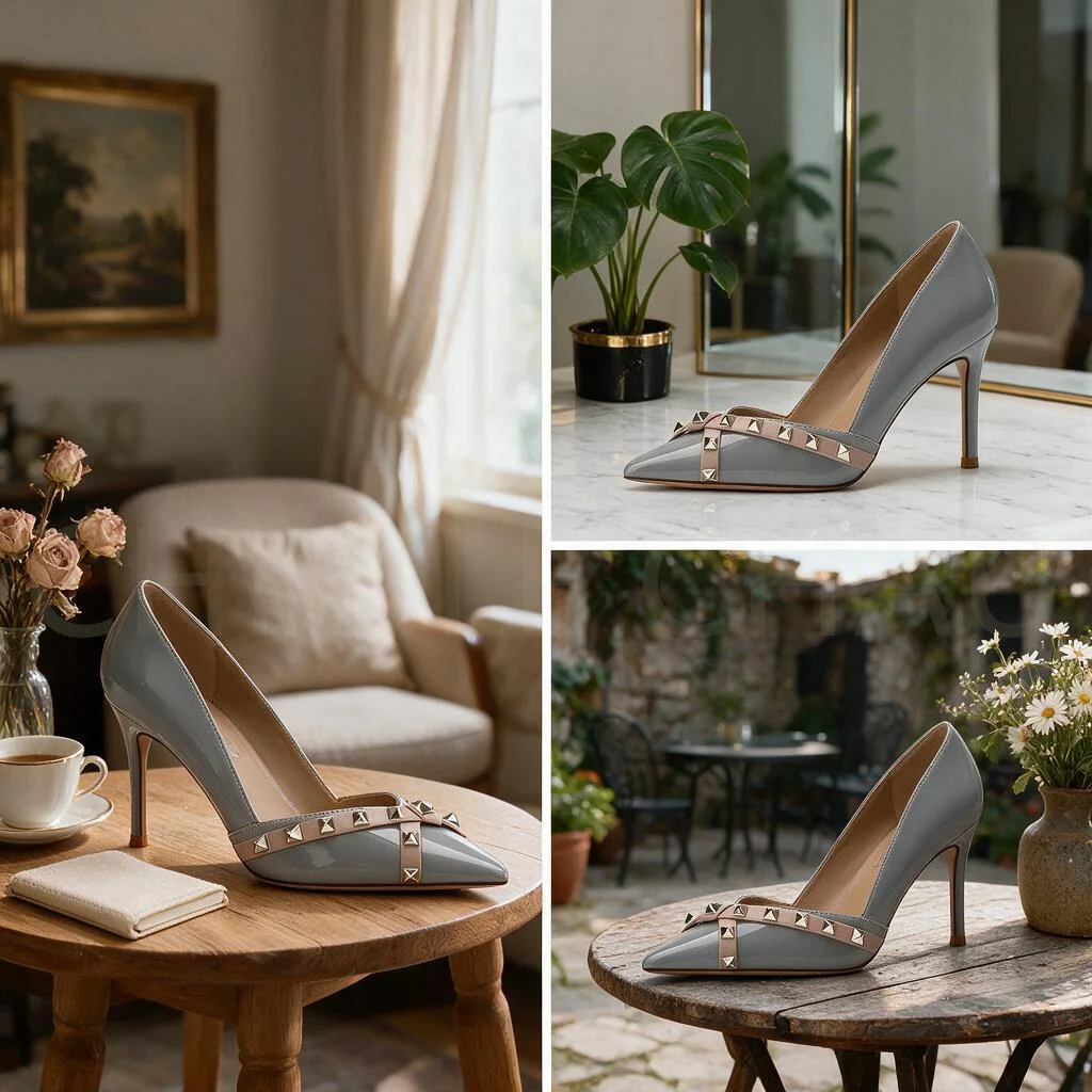 【Measure Your Feet Length Before Order】Women Stiletto Thin High Heel Pumps Rivet Pointy Toe Fashion Party Dress Shoes 120-CHC-33