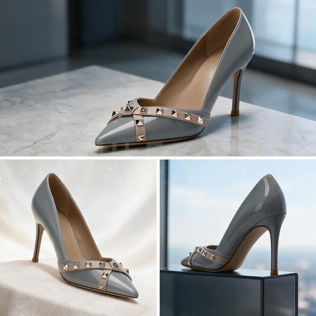 【Measure Your Feet Length Before Order】Women Stiletto Thin High Heel Pumps Rivet Pointy Toe Fashion Party Dress Shoes 120-CHC-33