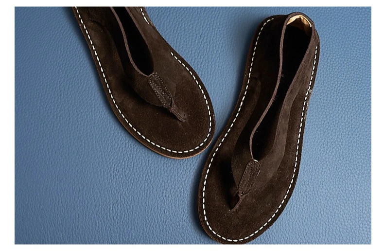 Luxury Cow Suede Mens Sandals Handmade Comfortable Genuine Leather 2026 Summer New Fashion Flip Flops Shoes for Male Size 44