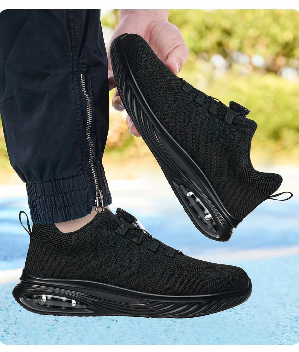 Rotating Button Safety Shoes Men Air Cushion Work Sneakers Steel Toe Shoes Puncture-Proof Security Protection Shoes Work Boots