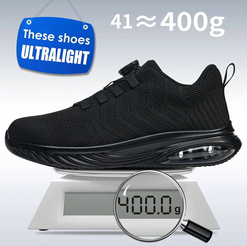 Rotating Button Safety Shoes Men Air Cushion Work Sneakers Steel Toe Shoes Puncture-Proof Security Protection Shoes Work Boots