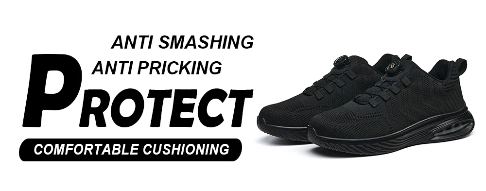 Rotating Button Safety Shoes Men Air Cushion Work Sneakers Steel Toe Shoes Puncture-Proof Security Protection Shoes Work Boots