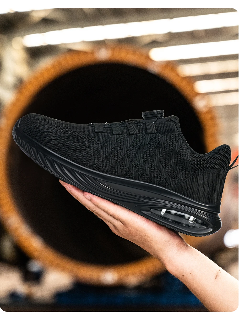 Rotating Button Safety Shoes Men Air Cushion Work Sneakers Steel Toe Shoes Puncture-Proof Security Protection Shoes Work Boots
