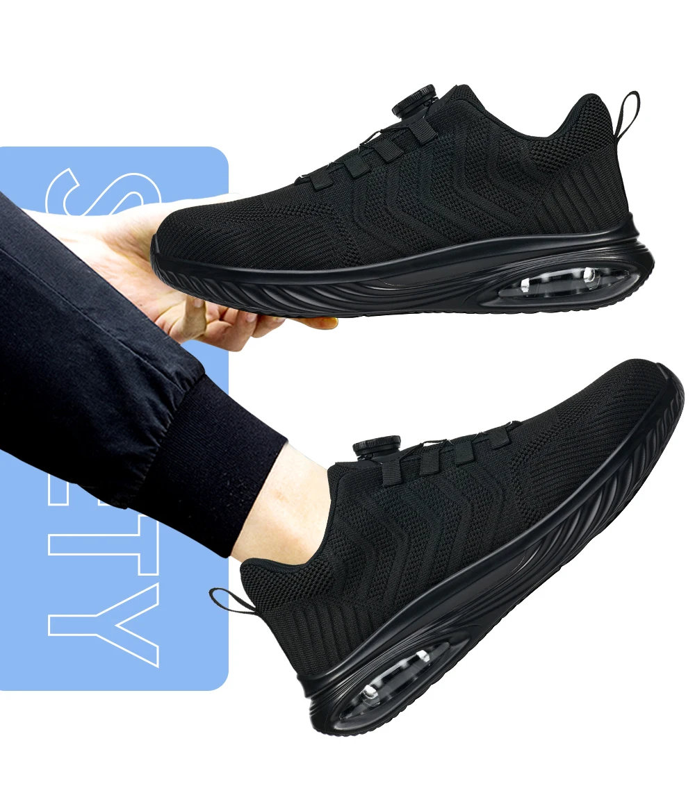 Rotating Button Safety Shoes Men Air Cushion Work Sneakers Steel Toe Shoes Puncture-Proof Security Protection Shoes Work Boots