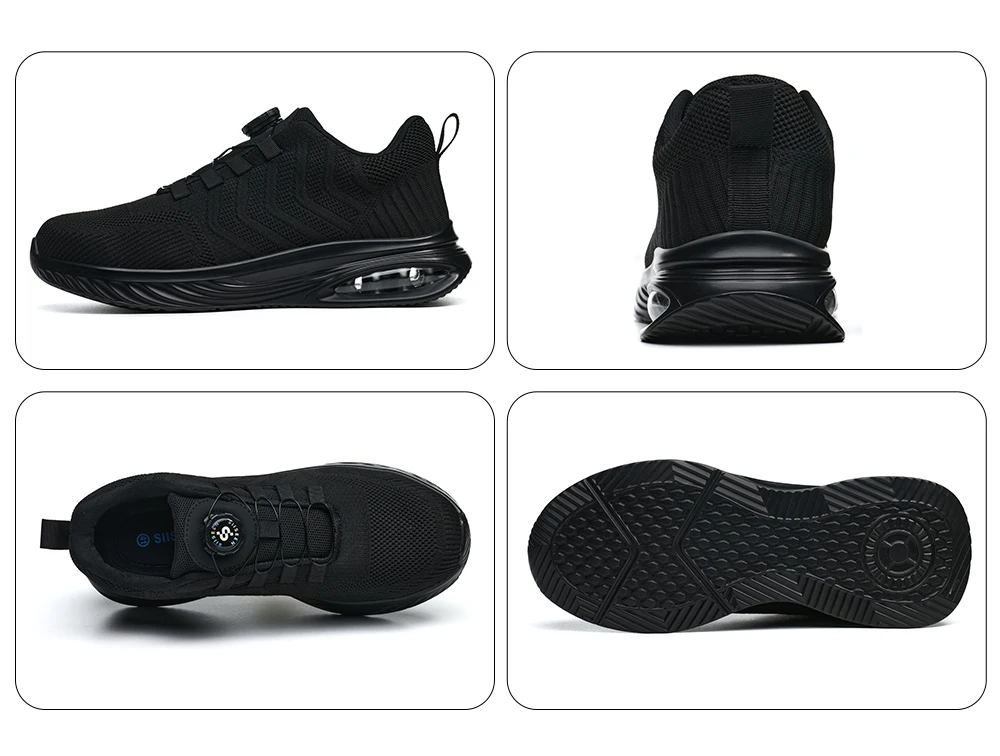 Rotating Button Safety Shoes Men Air Cushion Work Sneakers Steel Toe Shoes Puncture-Proof Security Protection Shoes Work Boots
