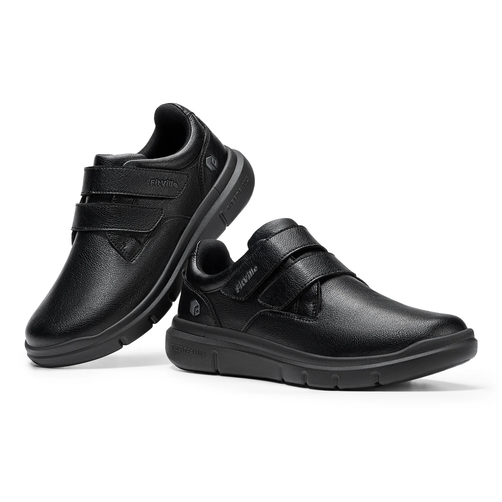Fitville Men'S Leather Shoes Wide Walking Shoes Water-Repellent Slip On Comfort Casual Dress Sneaker For Diabetic Swollen Feet
