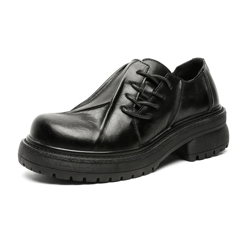 large size mens fashion platform shoes black stylish original leather shoe punk rock dress designer sneakers breathable footwear