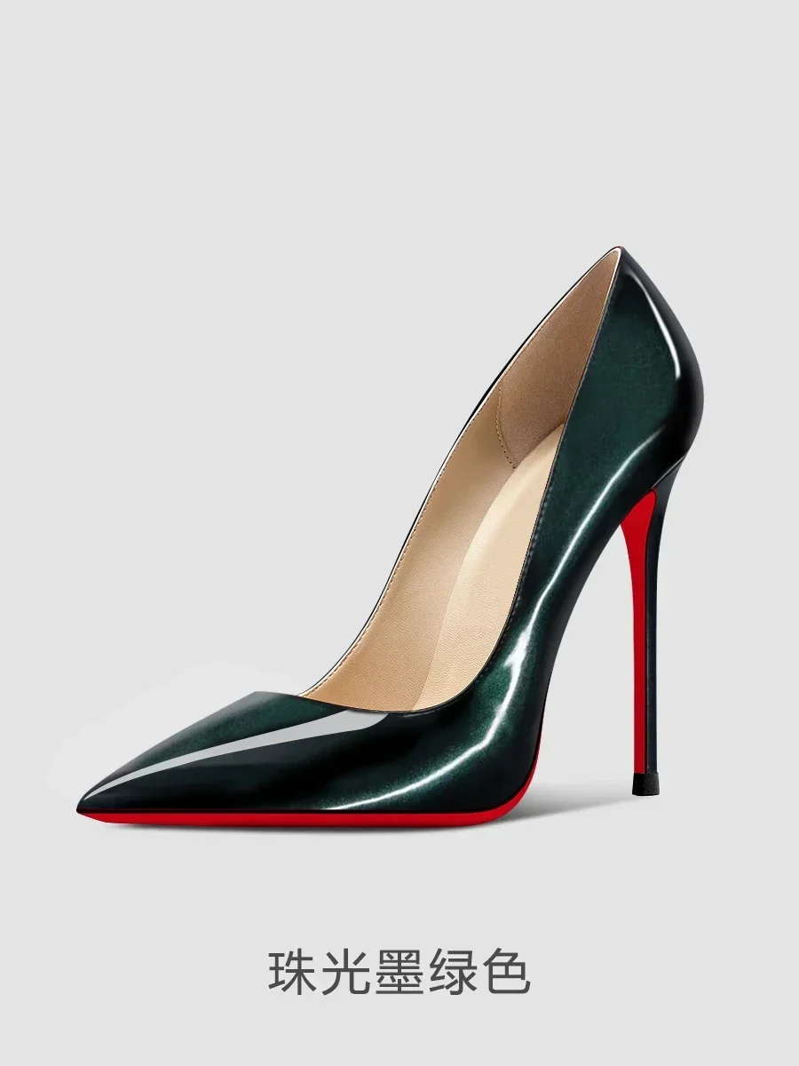 New 12cm multi-color super high heels for women and men, slim and oversized, sexy pointed commuter single shoes