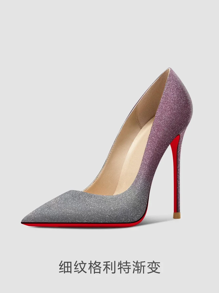 New 12cm multi-color super high heels for women and men, slim and oversized, sexy pointed commuter single shoes