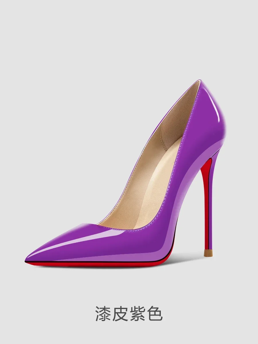 New 12cm multi-color super high heels for women and men, slim and oversized, sexy pointed commuter single shoes
