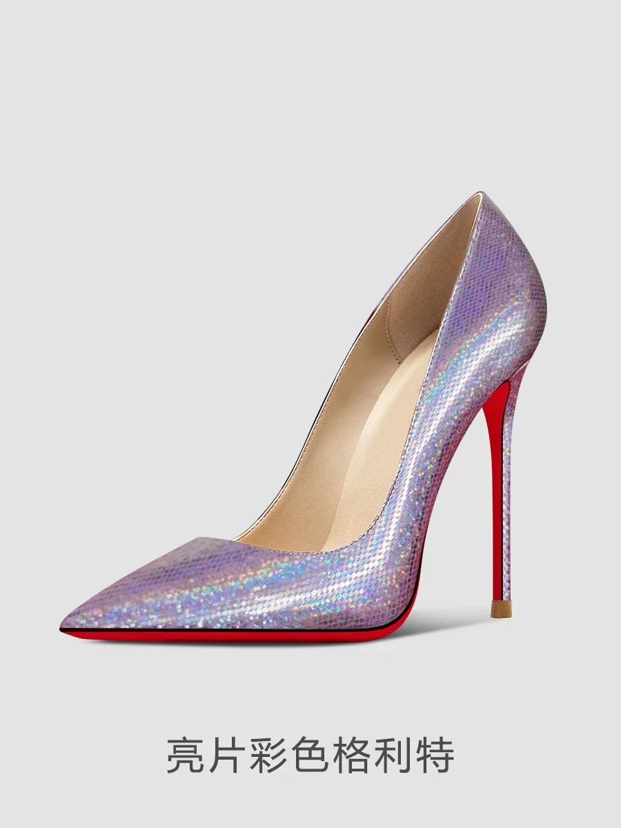 New 12cm multi-color super high heels for women and men, slim and oversized, sexy pointed commuter single shoes