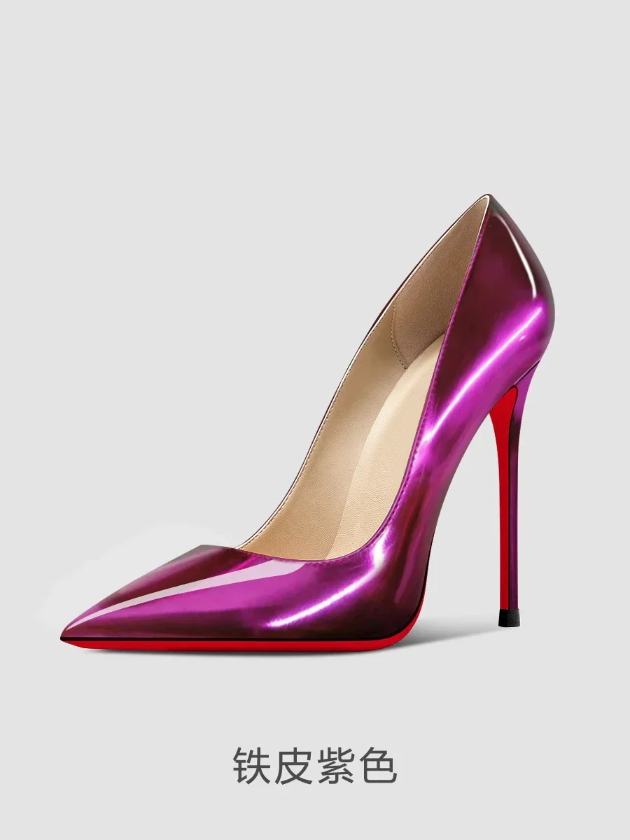 New 12cm multi-color super high heels for women and men, slim and oversized, sexy pointed commuter single shoes