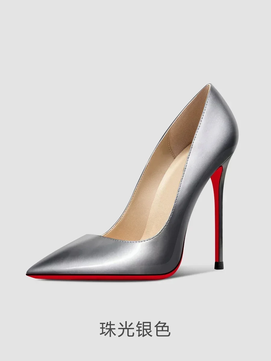 New 12cm multi-color super high heels for women and men, slim and oversized, sexy pointed commuter single shoes