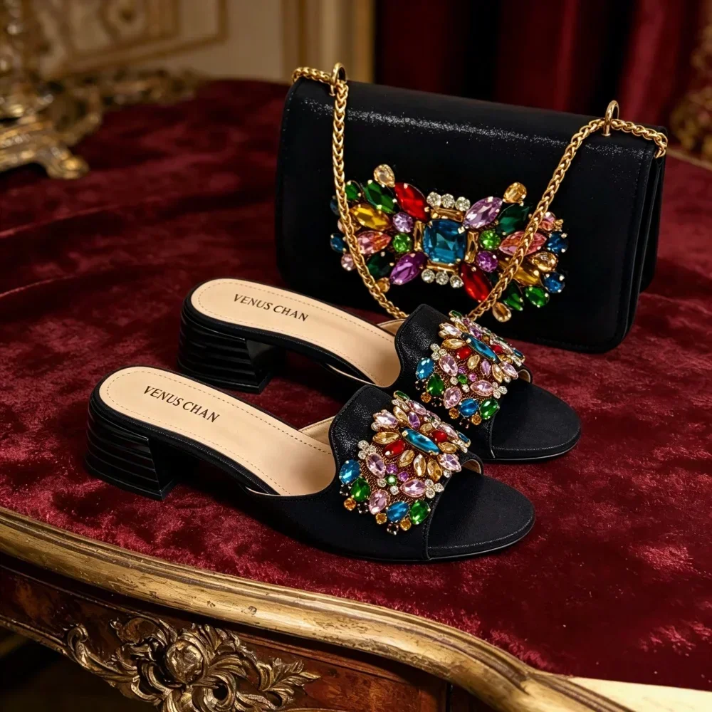 New Elegant 2026 Purple Peep Toe Women Heels with Diamond Accents - Italian Design Matching Pumps and Bag Set for Parties