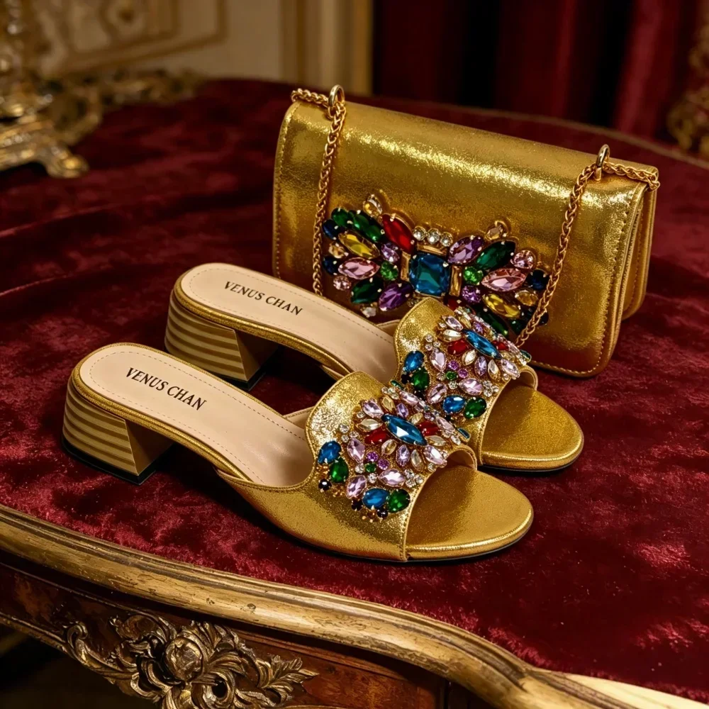 New Elegant 2026 Purple Peep Toe Women Heels with Diamond Accents - Italian Design Matching Pumps and Bag Set for Parties