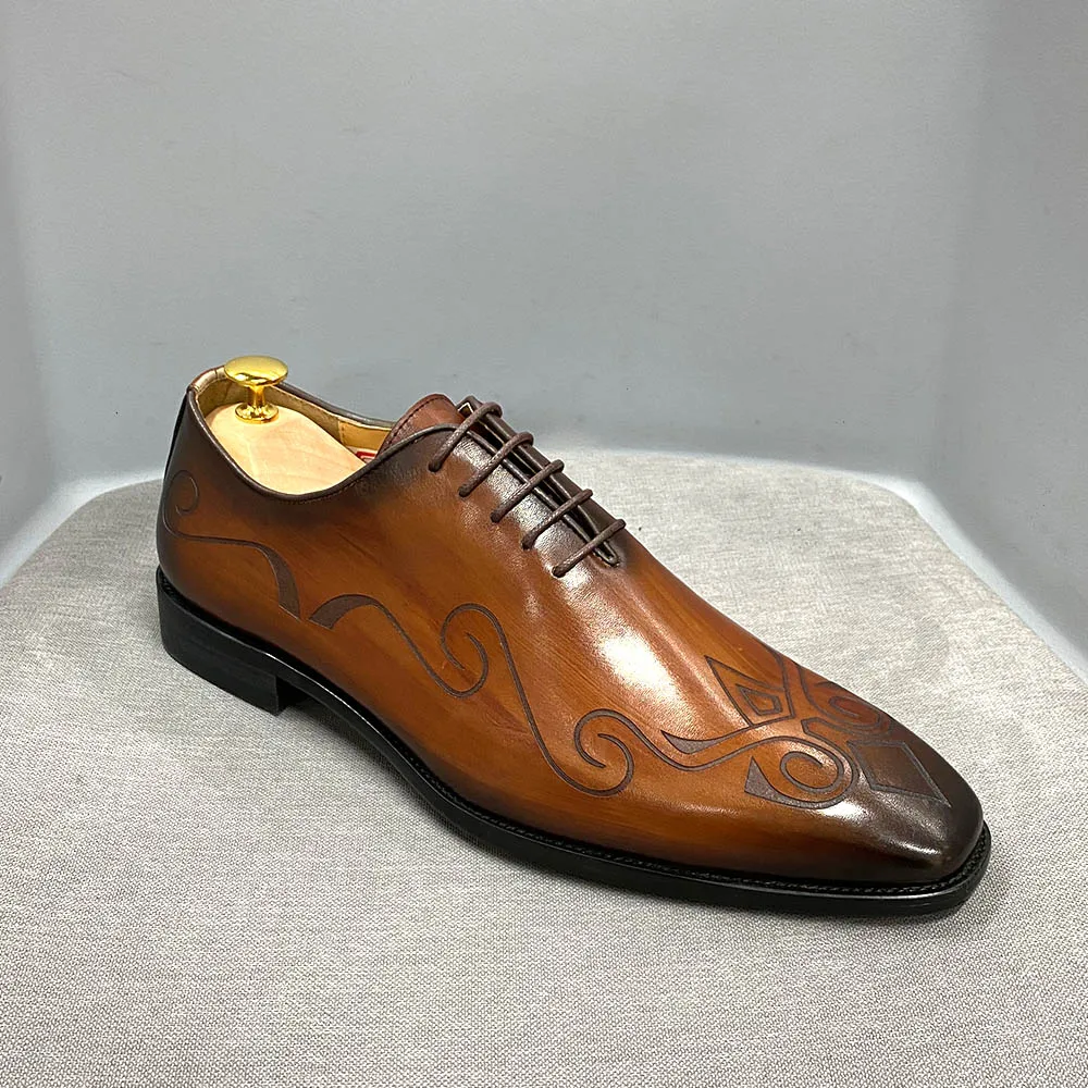 Men's Fashion Dress Leather Shoes Snake Skin Print Classic Lace-Up Oxford Formal in Wine Blue Coffee Black - Pointed Toe