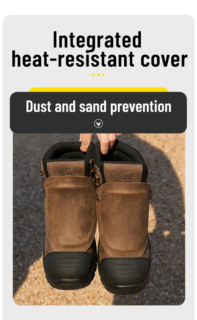 High-Quality Work Boots Men Composite Shoes Genuine Leather Indestructible Shoes Puncture-Proof Safety Shoes Men Boots Security