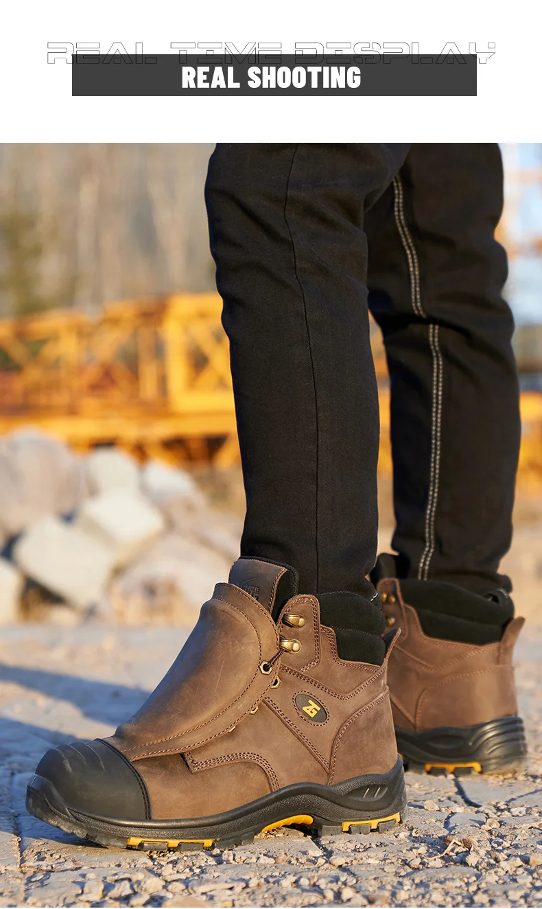 High-Quality Work Boots Men Composite Shoes Genuine Leather Indestructible Shoes Puncture-Proof Safety Shoes Men Boots Security