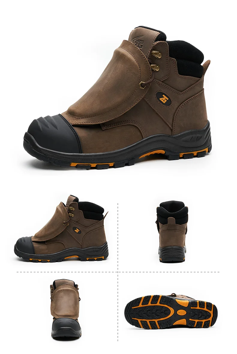 High-Quality Work Boots Men Composite Shoes Genuine Leather Indestructible Shoes Puncture-Proof Safety Shoes Men Boots Security