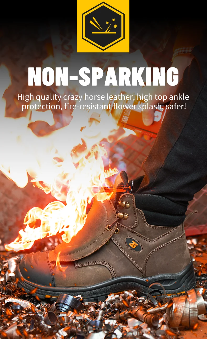 High-Quality Work Boots Men Composite Shoes Genuine Leather Indestructible Shoes Puncture-Proof Safety Shoes Men Boots Security