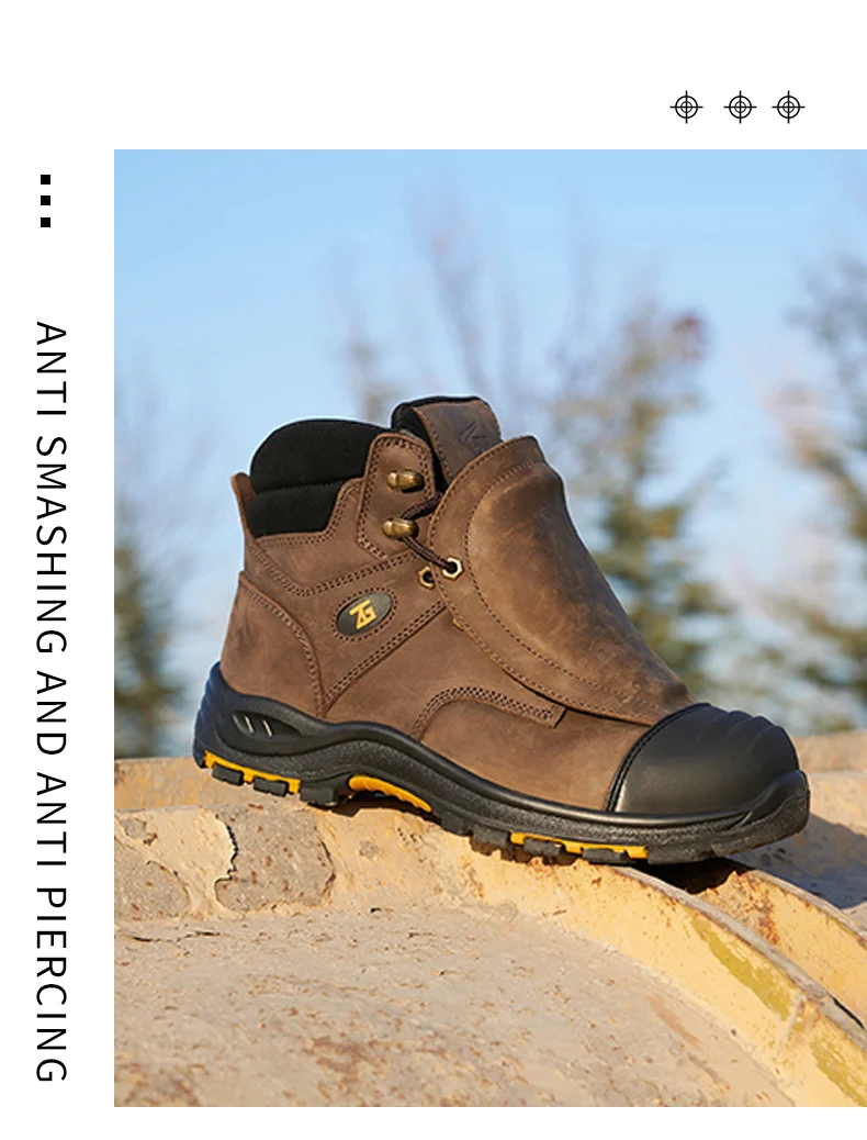 High-Quality Work Boots Men Composite Shoes Genuine Leather Indestructible Shoes Puncture-Proof Safety Shoes Men Boots Security