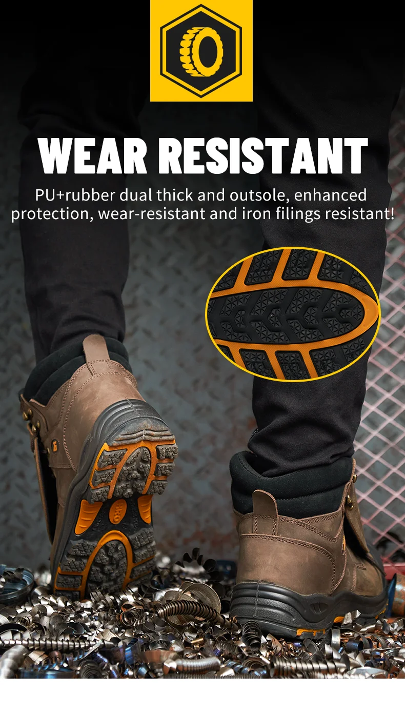 High-Quality Work Boots Men Composite Shoes Genuine Leather Indestructible Shoes Puncture-Proof Safety Shoes Men Boots Security