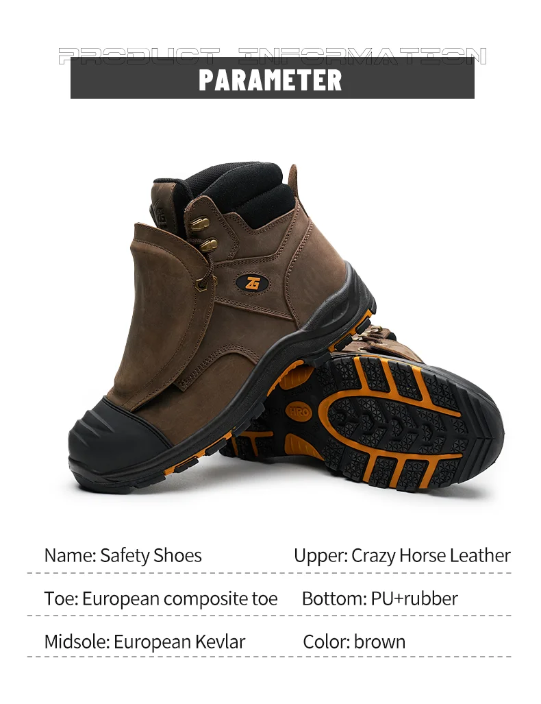 High-Quality Work Boots Men Composite Shoes Genuine Leather Indestructible Shoes Puncture-Proof Safety Shoes Men Boots Security