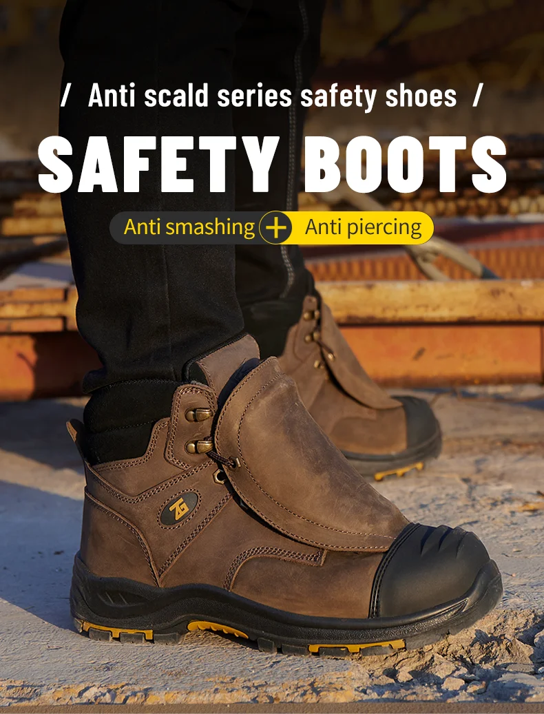 High-Quality Work Boots Men Composite Shoes Genuine Leather Indestructible Shoes Puncture-Proof Safety Shoes Men Boots Security