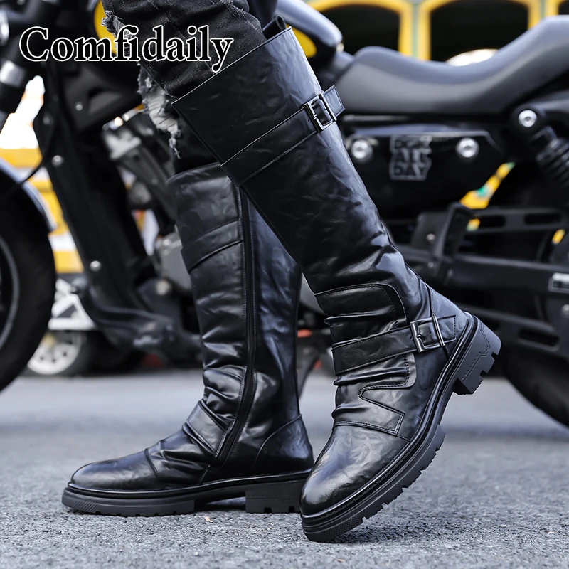 Men's Fashion Motorcycle Boots British Style High-Top Comfortable Soft-Soled Men's Footwear Trendy And Stylish-C1309