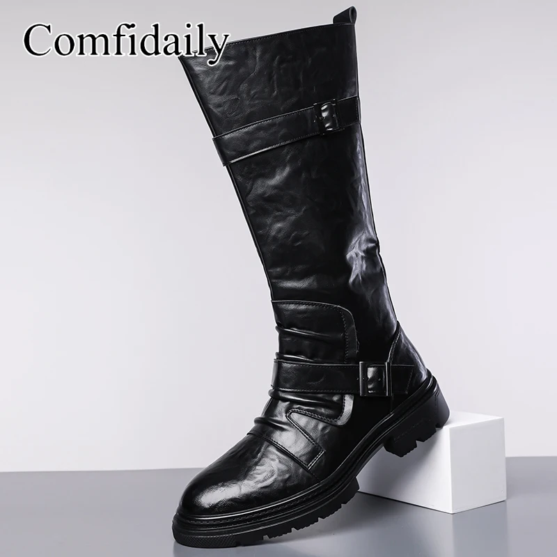 Men's Fashion Motorcycle Boots British Style High-Top Comfortable Soft-Soled Men's Footwear Trendy And Stylish-C1309